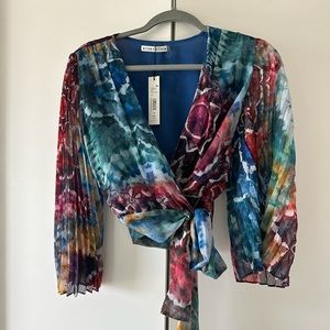 Alice and Olivia watercolor wrap top